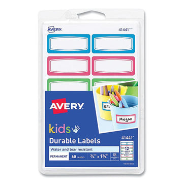 Avery® Avery Kids Handwritten Identification Labels, 1.75 X 0.75, Border Colors: Blue, Green, Red, 12 Labels-sheet, 5 Sheets-pack freeshipping - TVN Wholesale